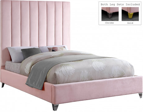 Via Pink Velvet King Bed from Meridian - Luna Furniture