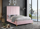 Via Pink Velvet King Bed from Meridian - Luna Furniture