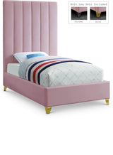 Via Pink Velvet Twin Bed from Meridian - Luna Furniture