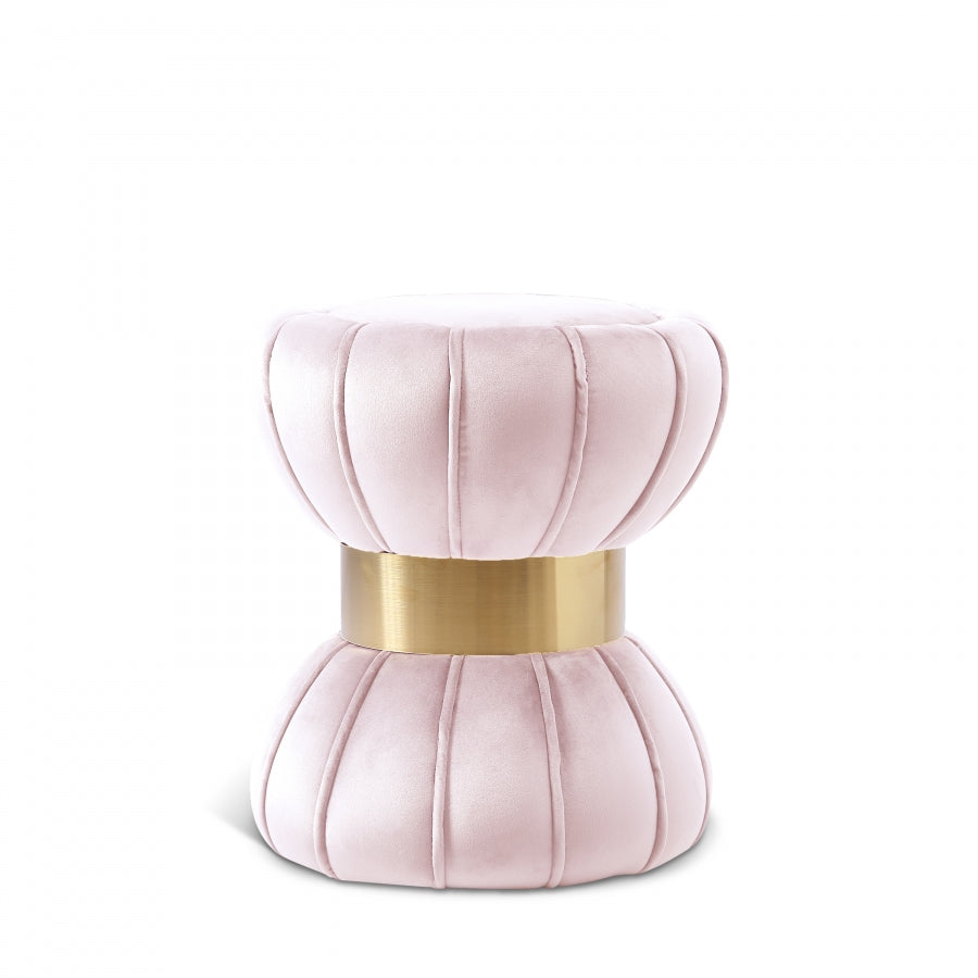 Vino Pink Velvet Ottoman | Stool from Meridian - Luna Furniture