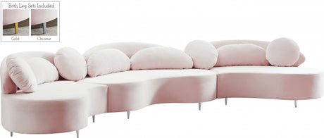 Vivacious Pink Velvet 3-Piece Sectional from Meridian - Luna Furniture