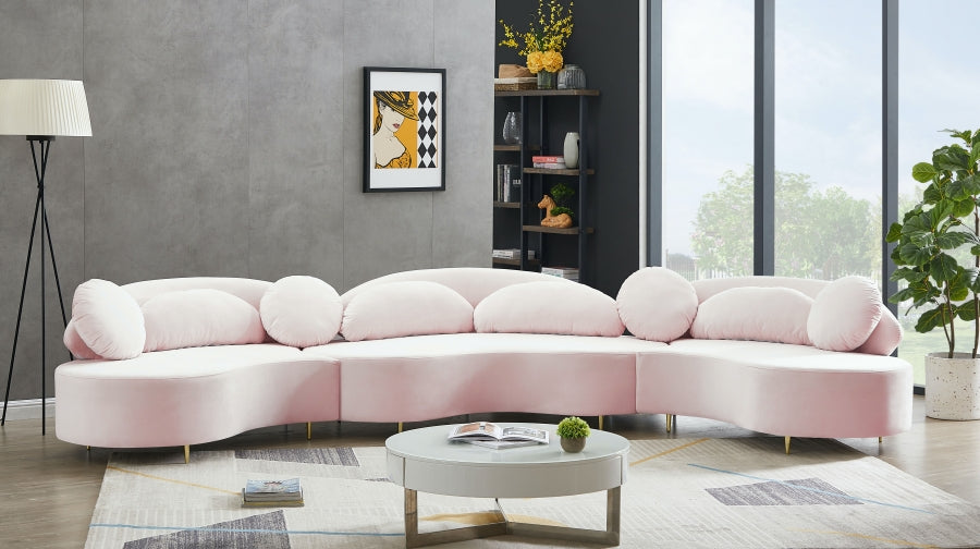 Vivacious Pink Velvet 3-Piece Sectional from Meridian - Luna Furniture