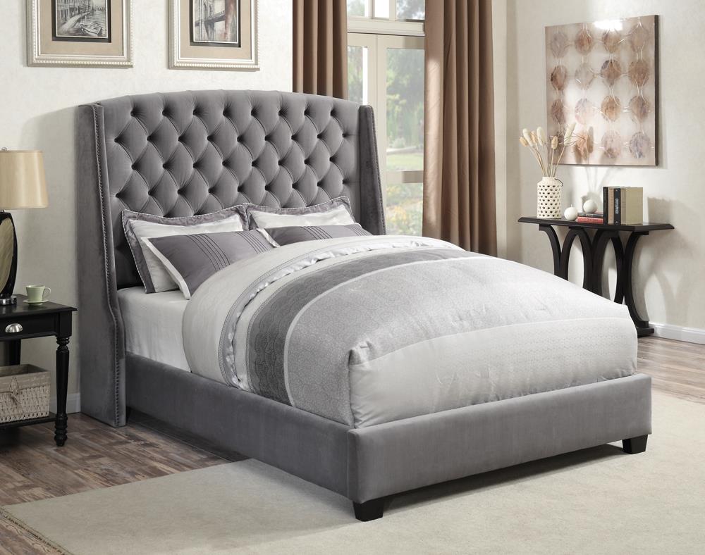 Pissarro Eastern King Tufted Upholstered Bed Gray from Coaster - Luna Furniture