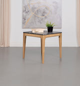 Polaris Rectangular End Table with Marble-like Top Teramo and Light Oak from Coaster - Luna Furniture