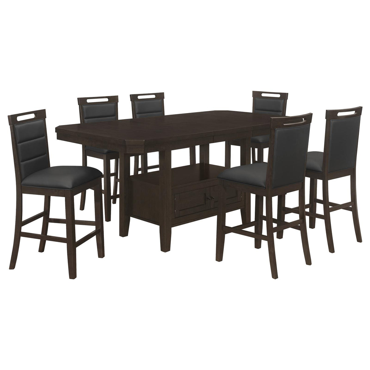 Prentiss 5-piece Rectangular Counter Height Dining Set with Butterfly Leaf Cappuccino - 193108-S7 - Luna Furniture