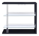 Prescott Glossy Black Rectangular 2-Shelf Bar Unit from Coaster - Luna Furniture