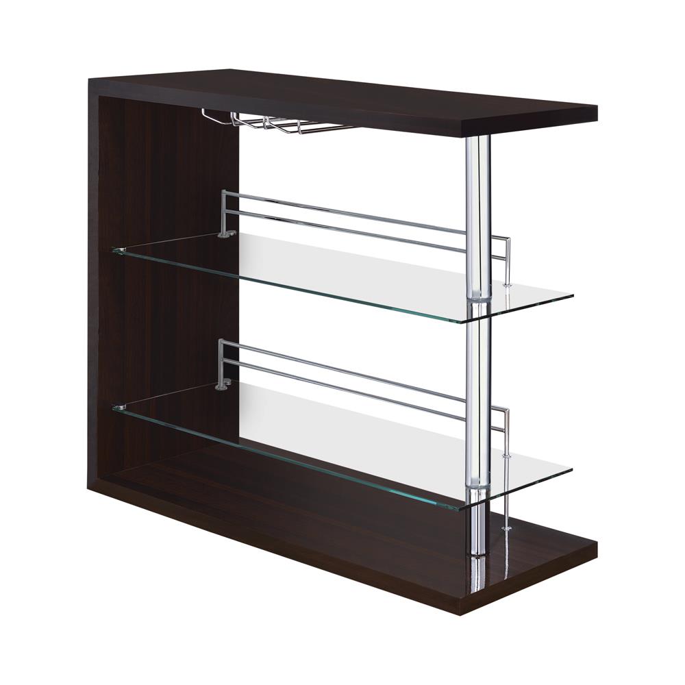 Prescott Glossy Cappuccino Rectangular 2-Shelf Bar Unit from Coaster - Luna Furniture