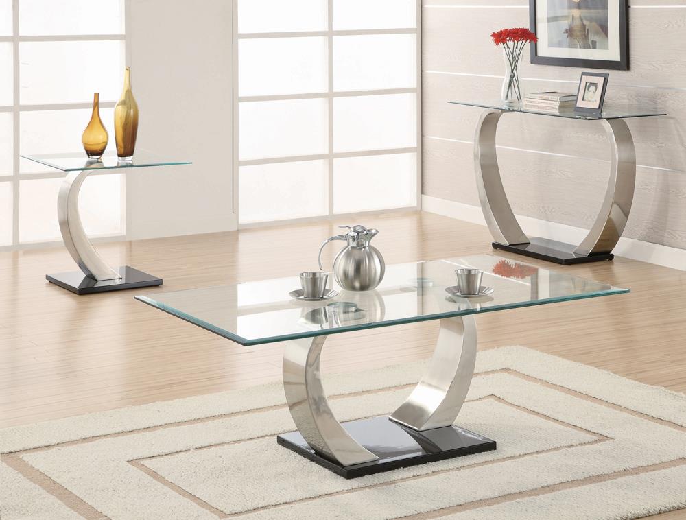 Pruitt Clear/Satin Glass Top Coffee Table from Coaster - Luna Furniture