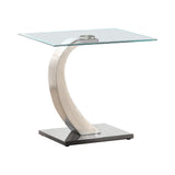 Pruitt Glass Top End Table Clear/Satin from Coaster - Luna Furniture