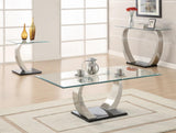 Pruitt Glass Top End Table Clear/Satin from Coaster - Luna Furniture