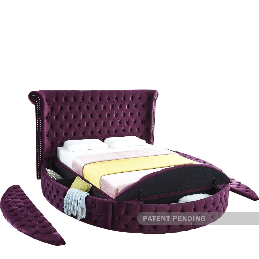 Luxus Purple Velvet Full Bed from Meridian - Luna Furniture