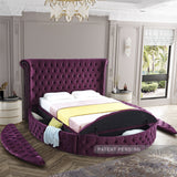 Luxus Purple Velvet Full Bed from Meridian - Luna Furniture