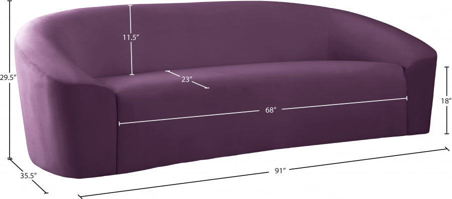 Riley Purple Velvet Sofa from Meridian - Luna Furniture