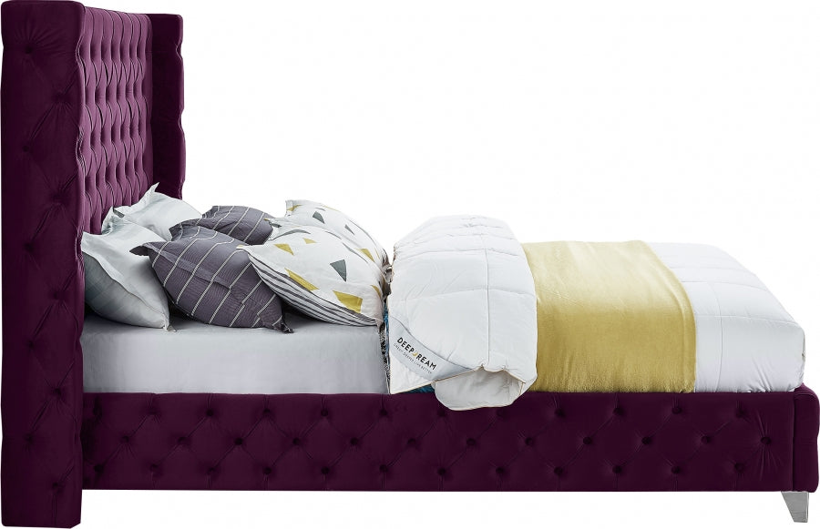 Savan Purple Velvet King Bed from Meridian - Luna Furniture