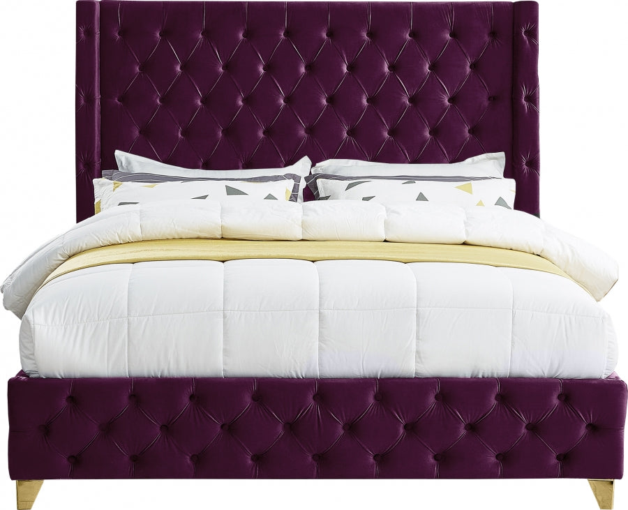 Savan Purple Velvet King Bed from Meridian - Luna Furniture