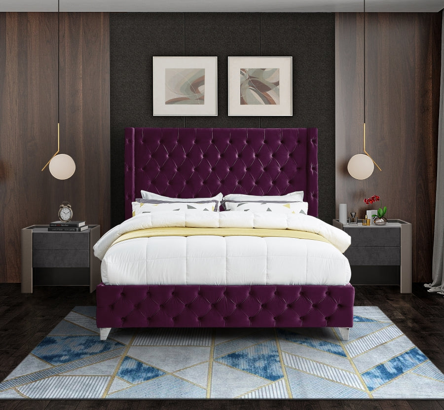 Savan Purple Velvet King Bed from Meridian - Luna Furniture