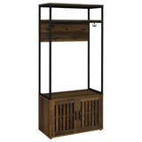 Quincy 2-door Engineered Wood Hall Tree Dark Pine and Black from Coaster - Luna Furniture