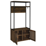 Quincy 2-door Engineered Wood Hall Tree Dark Pine and Black from Coaster - Luna Furniture