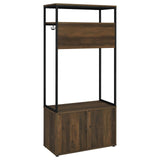 Quincy 2-door Engineered Wood Hall Tree Dark Pine and Black from Coaster - Luna Furniture