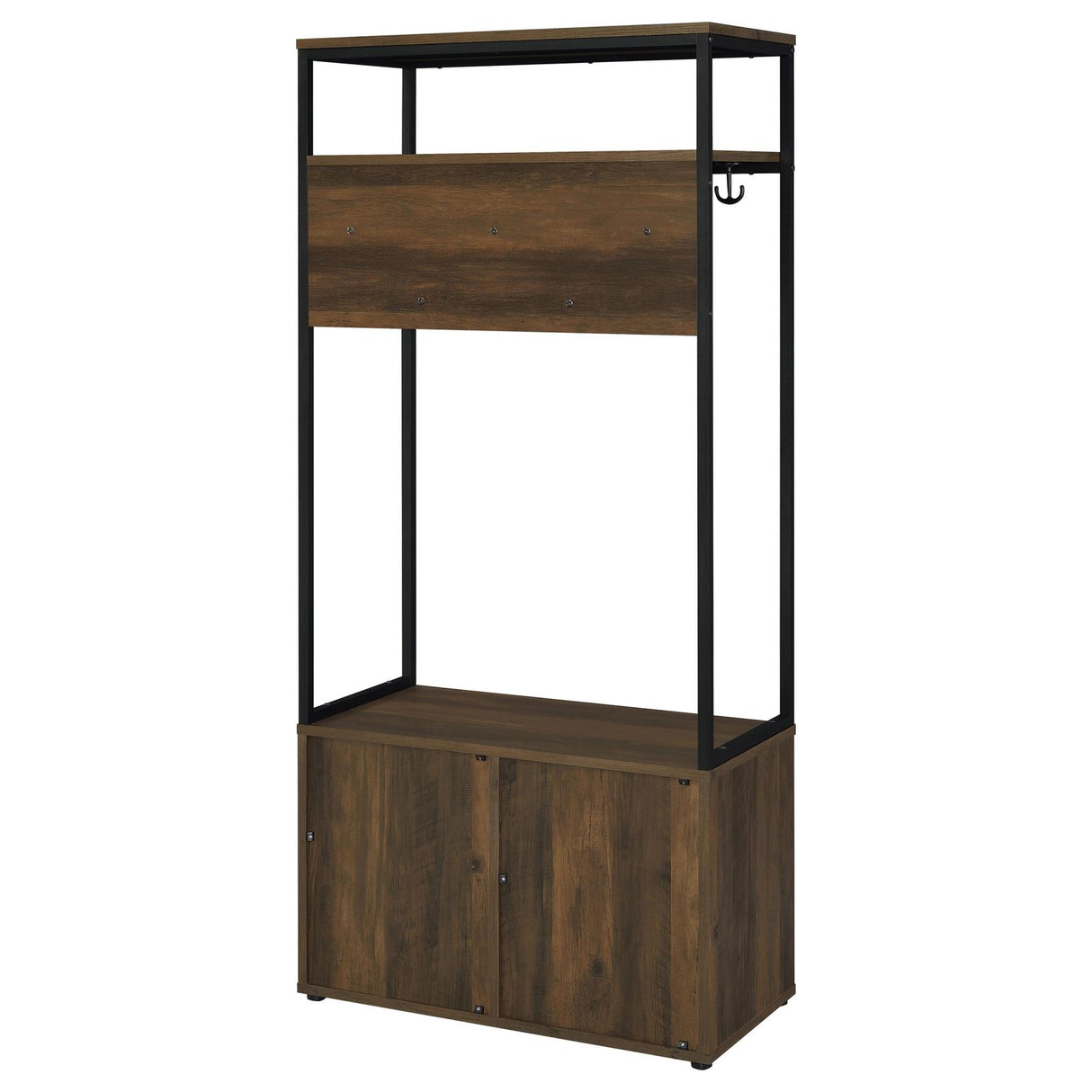 Quincy 2-door Engineered Wood Hall Tree Dark Pine and Black from Coaster - Luna Furniture