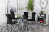 Quinn Mirror/Black 5-Piece Hexagon Pedestal Dining Set from Coaster - Luna Furniture