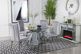 Quinn Mirror/Gray 5-Piece Hexagon Pedestal Dining Set from Coaster - Luna Furniture