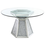 Quinn Mirror/Gray 5-Piece Hexagon Pedestal Dining Set from Coaster - Luna Furniture