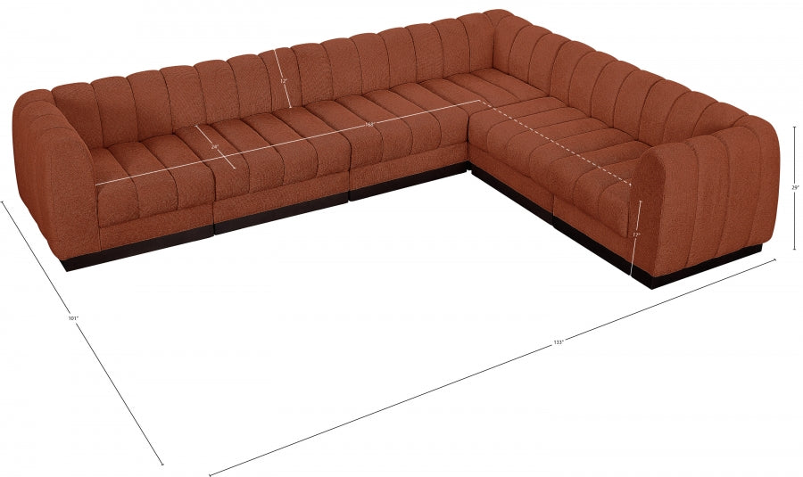 Quinn Chenille Fabric Sectional Cognac from Meridian - Luna Furniture