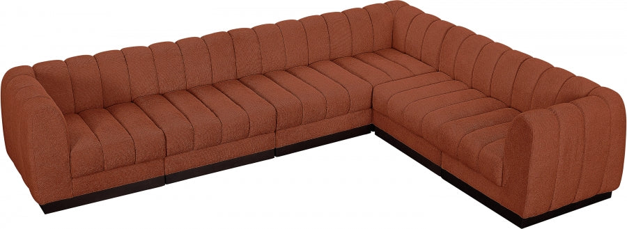 Quinn Chenille Fabric Sectional Cognac from Meridian - Luna Furniture