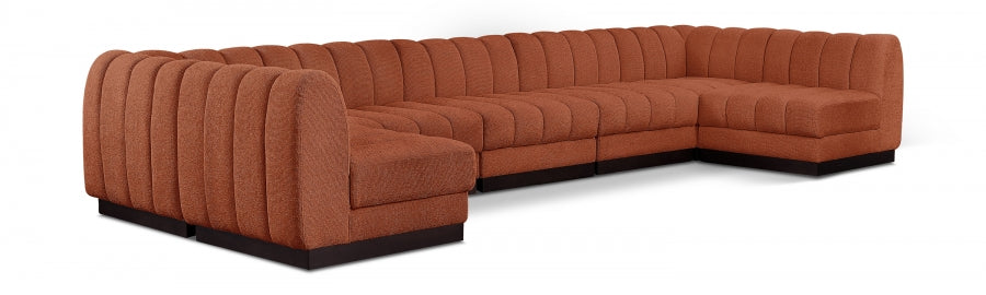 Quinn Chenille Fabric Sectional Cognac from Meridian - Luna Furniture