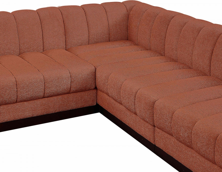 Quinn Chenille Fabric Sectional Cognac from Meridian - Luna Furniture