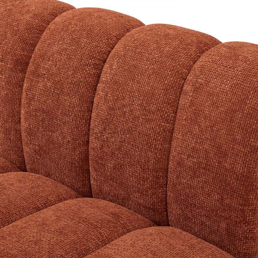 Quinn Chenille Fabric Sectional Cognac from Meridian - Luna Furniture