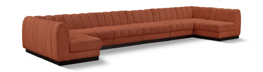 Quinn Chenille Fabric Sectional Cognac from Meridian - Luna Furniture