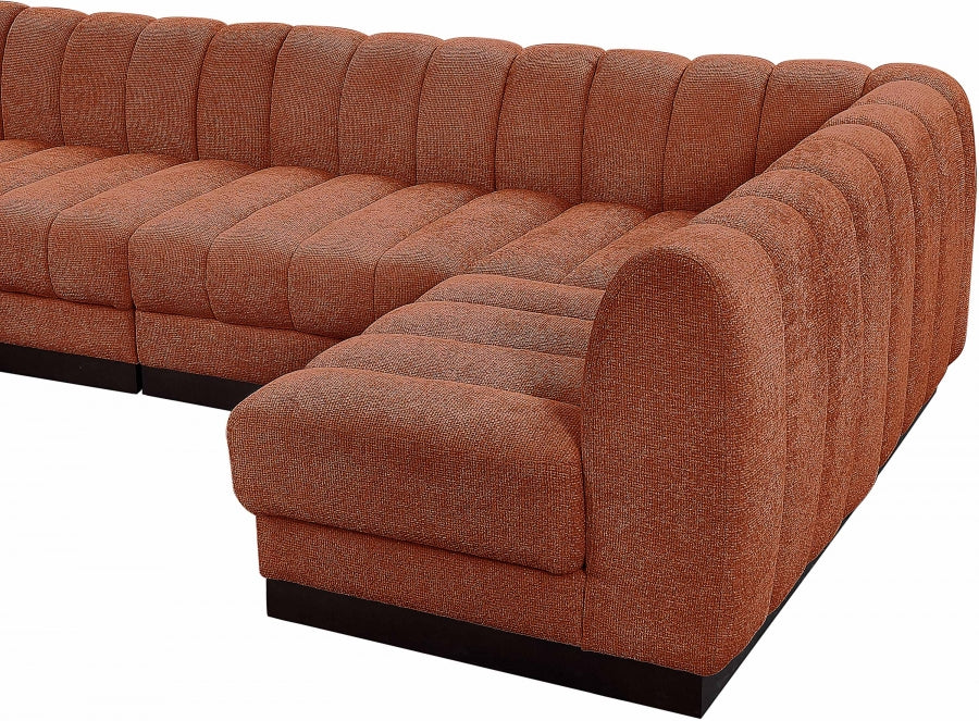 Quinn Chenille Fabric Sectional Cognac from Meridian - Luna Furniture