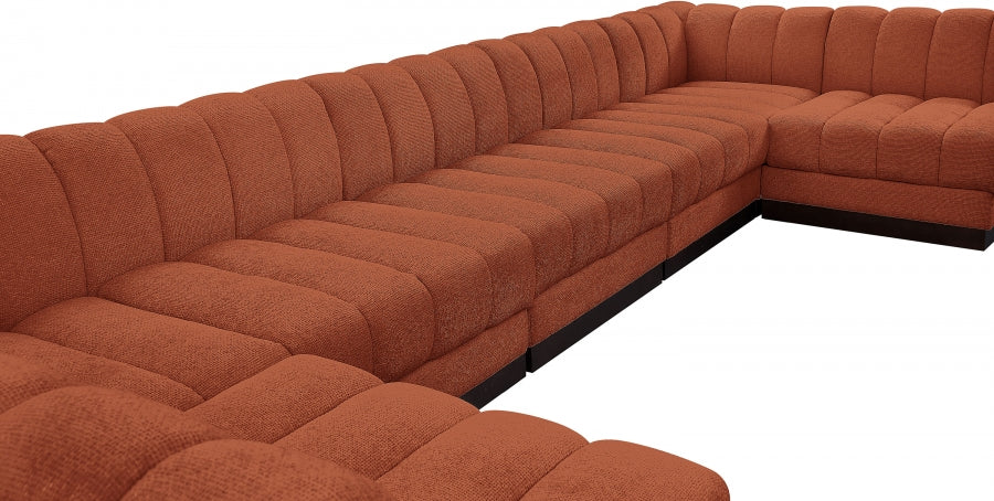 Quinn Chenille Fabric Sectional Cognac from Meridian - Luna Furniture