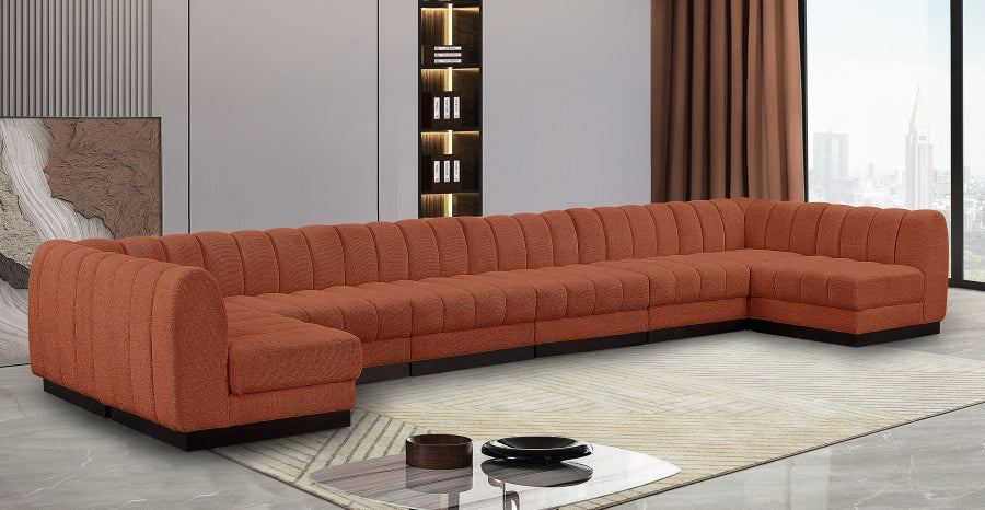 Quinn Chenille Fabric Sectional Cognac from Meridian - Luna Furniture