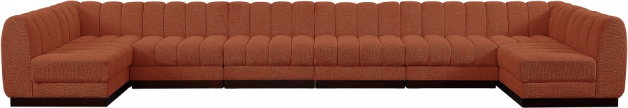 Quinn Chenille Fabric Sectional Cognac from Meridian - Luna Furniture