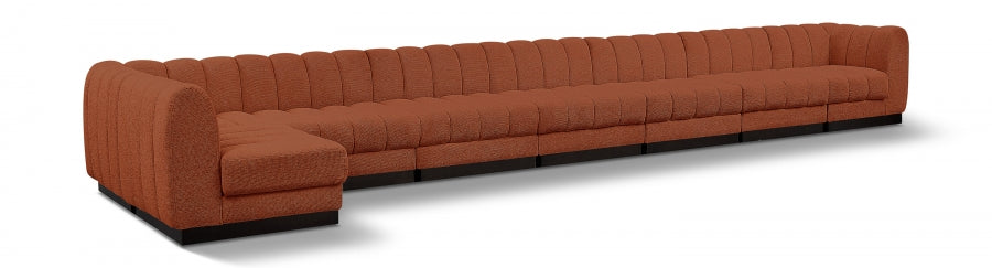 Quinn Chenille Fabric Sectional Cognac from Meridian - Luna Furniture