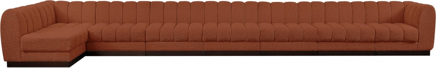 Quinn Chenille Fabric Sectional Cognac from Meridian - Luna Furniture