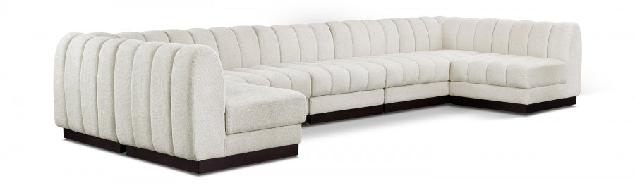 Quinn Chenille Fabric Sectional Cream from Meridian - Luna Furniture