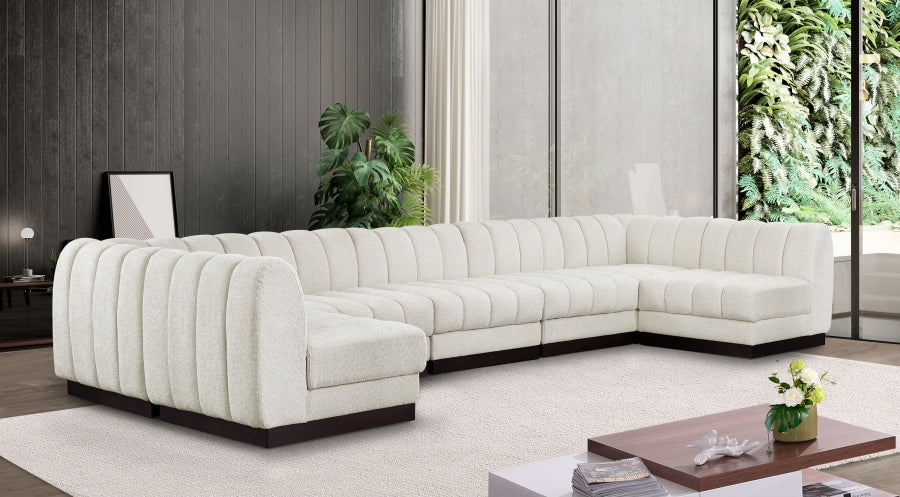 Quinn Chenille Fabric Sectional Cream from Meridian - Luna Furniture