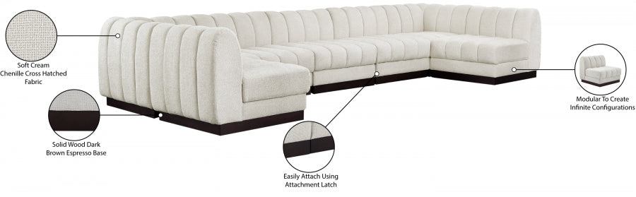 Quinn Chenille Fabric Sectional Cream from Meridian - Luna Furniture