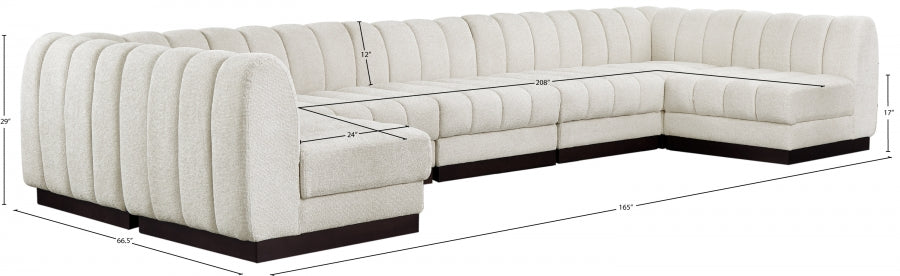 Quinn Chenille Fabric Sectional Cream from Meridian - Luna Furniture