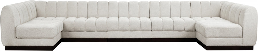 Quinn Chenille Fabric Sectional Cream from Meridian - Luna Furniture