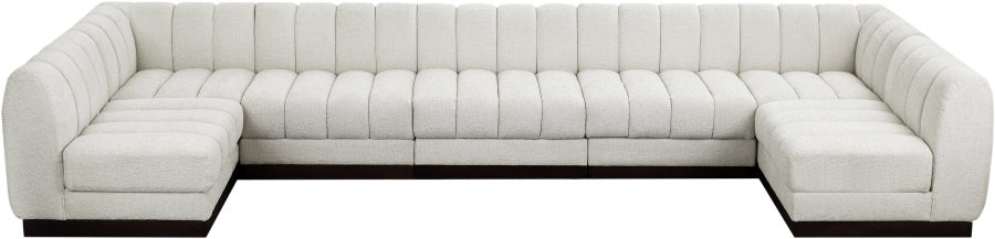 Quinn Chenille Fabric Sectional Cream from Meridian - Luna Furniture