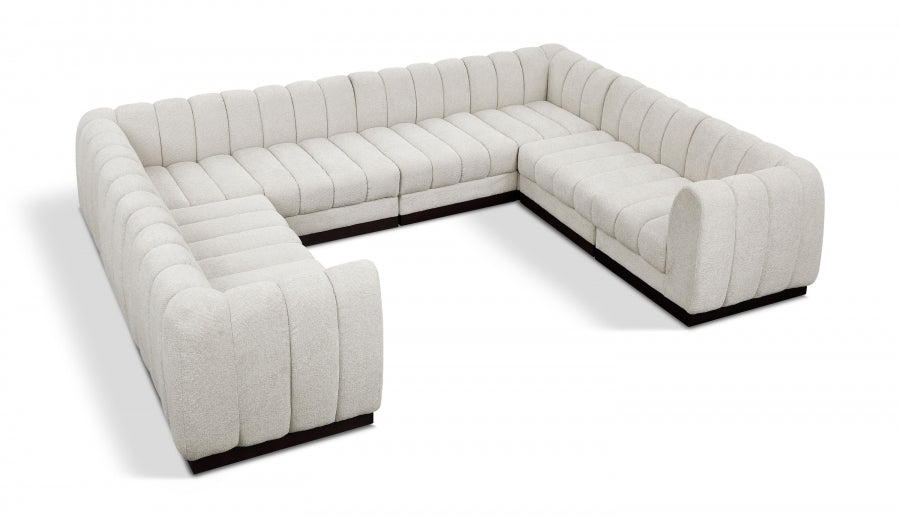 Quinn Chenille Fabric Sectional Cream from Meridian - Luna Furniture