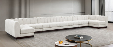 Quinn Chenille Fabric Sectional Cream from Meridian - Luna Furniture