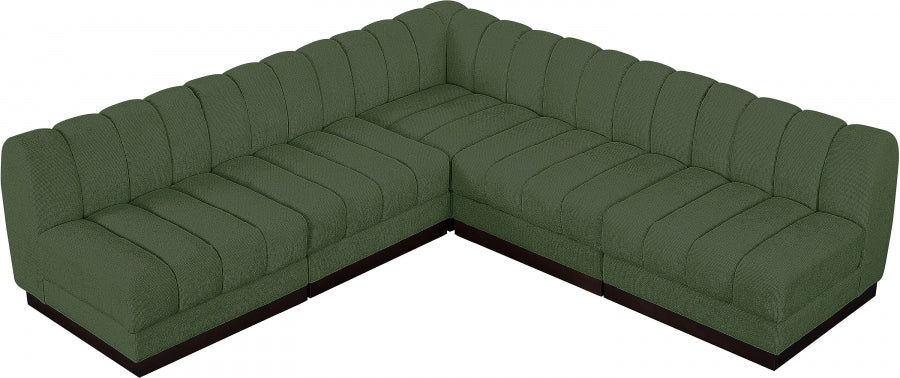 Quinn Chenille Fabric Sectional Green from Meridian - Luna Furniture