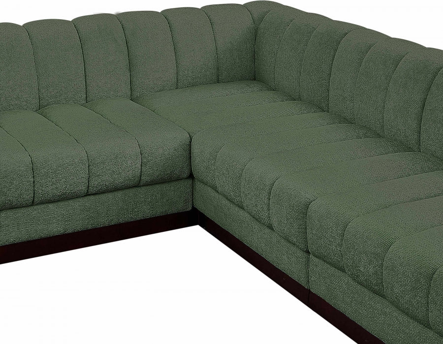 Quinn Chenille Fabric Sectional Green from Meridian - Luna Furniture