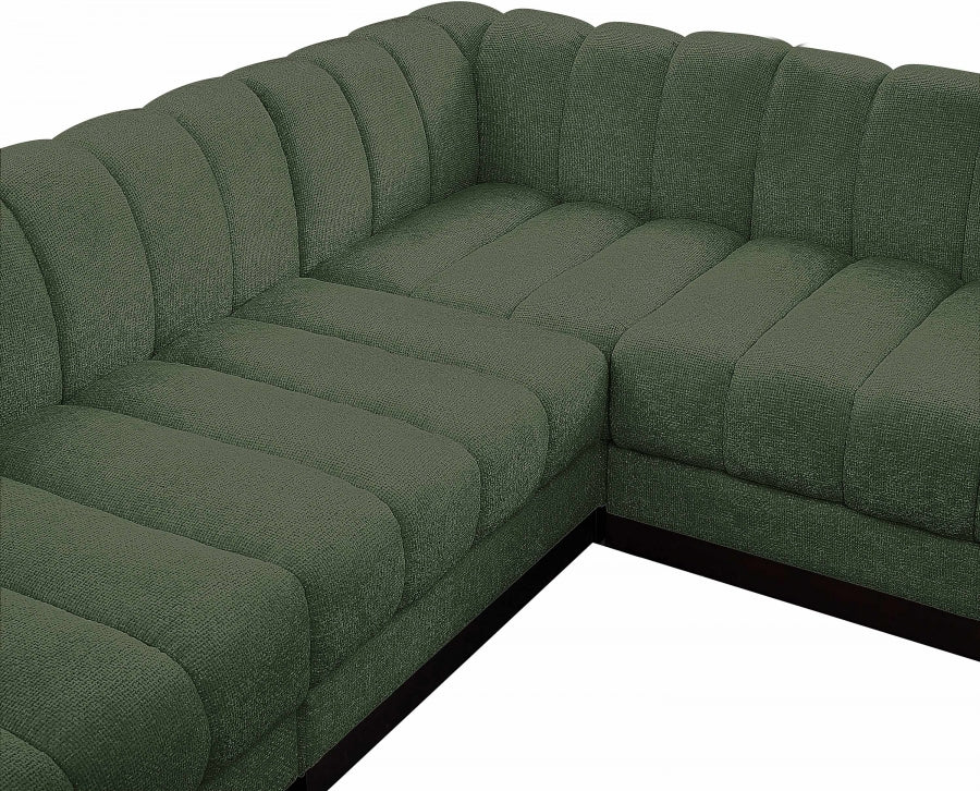 Quinn Chenille Fabric Sectional Green from Meridian - Luna Furniture